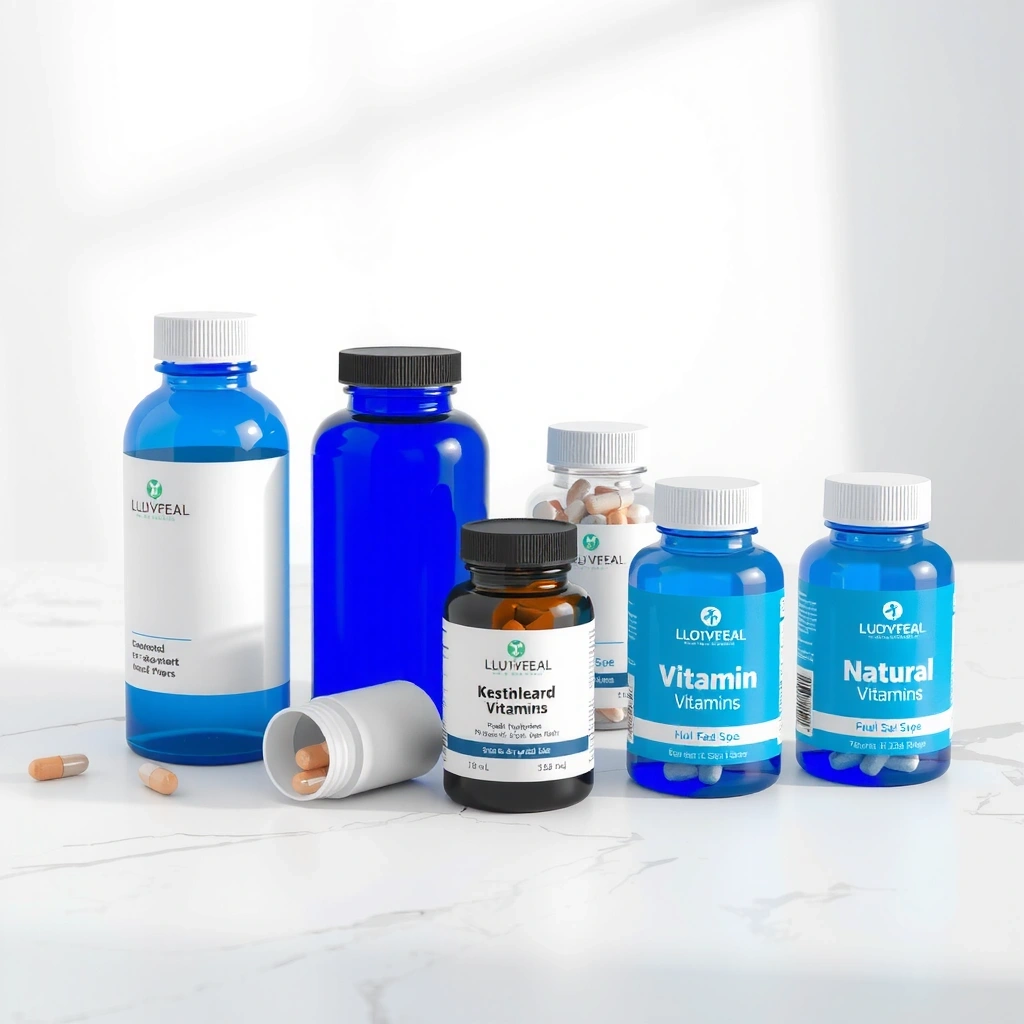 Suplementos naturais dispostos elegantemente